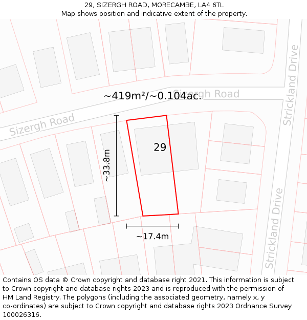 29, SIZERGH ROAD, MORECAMBE, LA4 6TL: Plot and title map