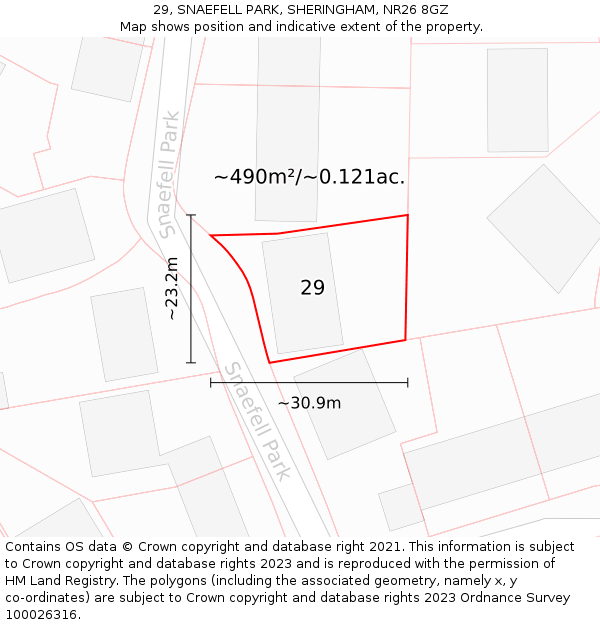 29, SNAEFELL PARK, SHERINGHAM, NR26 8GZ: Plot and title map