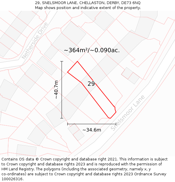 29, SNELSMOOR LANE, CHELLASTON, DERBY, DE73 6NQ: Plot and title map
