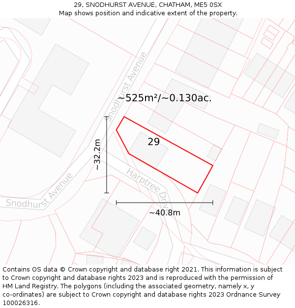 29, SNODHURST AVENUE, CHATHAM, ME5 0SX: Plot and title map