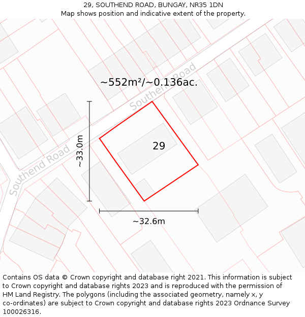29, SOUTHEND ROAD, BUNGAY, NR35 1DN: Plot and title map