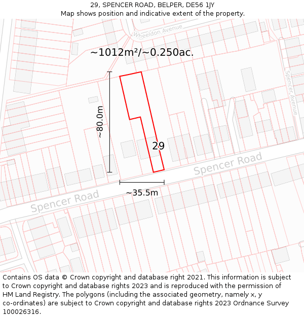 29, SPENCER ROAD, BELPER, DE56 1JY: Plot and title map