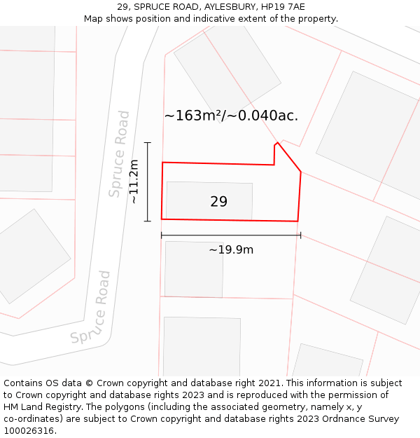 29, SPRUCE ROAD, AYLESBURY, HP19 7AE: Plot and title map