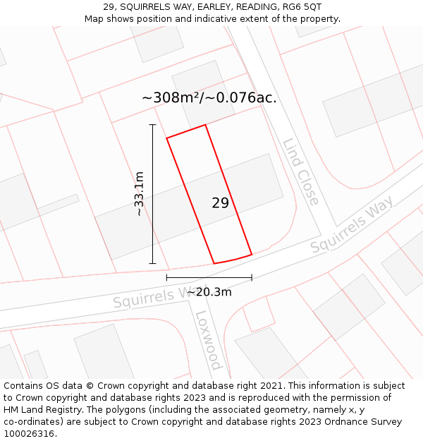 29, SQUIRRELS WAY, EARLEY, READING, RG6 5QT: Plot and title map