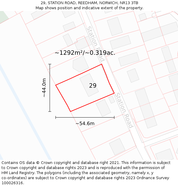 29, STATION ROAD, REEDHAM, NORWICH, NR13 3TB: Plot and title map