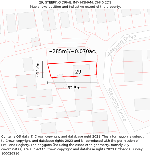 29, STEEPING DRIVE, IMMINGHAM, DN40 2DS: Plot and title map