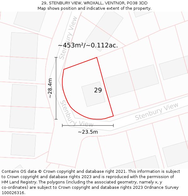 29, STENBURY VIEW, WROXALL, VENTNOR, PO38 3DD: Plot and title map