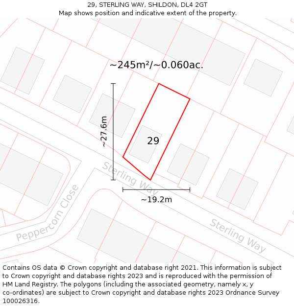 29, STERLING WAY, SHILDON, DL4 2GT: Plot and title map