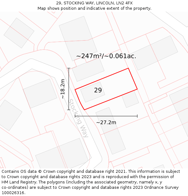 29, STOCKING WAY, LINCOLN, LN2 4FX: Plot and title map
