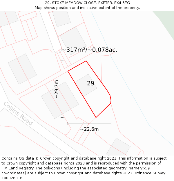 29, STOKE MEADOW CLOSE, EXETER, EX4 5EG: Plot and title map