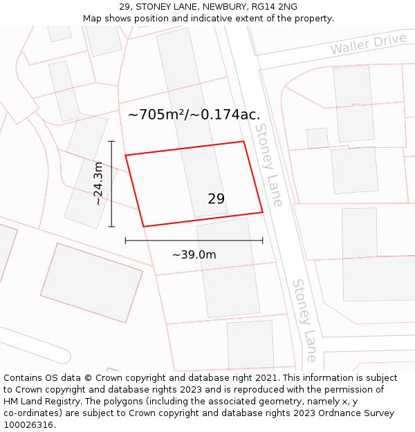 29, STONEY LANE, NEWBURY, RG14 2NG: Plot and title map