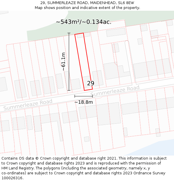 29, SUMMERLEAZE ROAD, MAIDENHEAD, SL6 8EW: Plot and title map
