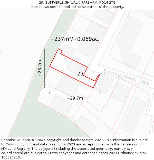 29, SUMMERLEIGH WALK, FAREHAM, PO14 2TG: Plot and title map