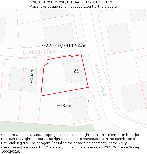 29, SUNLOCH CLOSE, BURBAGE, HINCKLEY, LE10 2TT: Plot and title map