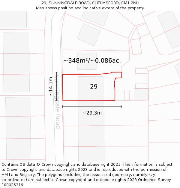 29, SUNNINGDALE ROAD, CHELMSFORD, CM1 2NH: Plot and title map