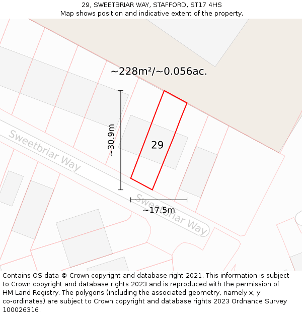 29, SWEETBRIAR WAY, STAFFORD, ST17 4HS: Plot and title map