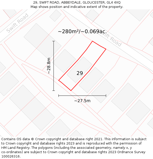 29, SWIFT ROAD, ABBEYDALE, GLOUCESTER, GL4 4XQ: Plot and title map
