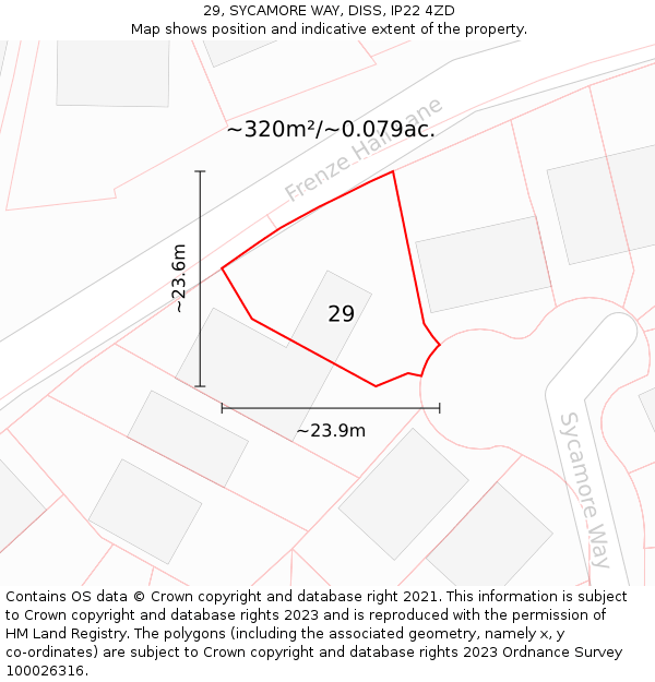 29, SYCAMORE WAY, DISS, IP22 4ZD: Plot and title map