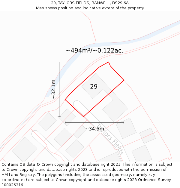 29, TAYLORS FIELDS, BANWELL, BS29 6AJ: Plot and title map
