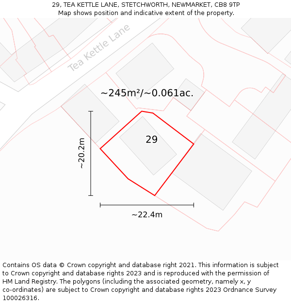 29, TEA KETTLE LANE, STETCHWORTH, NEWMARKET, CB8 9TP: Plot and title map