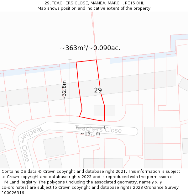 29, TEACHERS CLOSE, MANEA, MARCH, PE15 0HL: Plot and title map