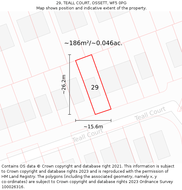 29, TEALL COURT, OSSETT, WF5 0PG: Plot and title map