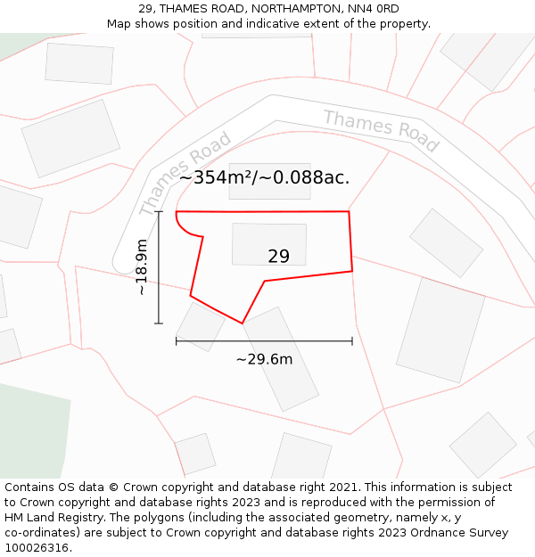 29, THAMES ROAD, NORTHAMPTON, NN4 0RD: Plot and title map