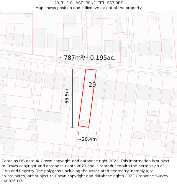 29, THE CHASE, BENFLEET, SS7 3BS: Plot and title map