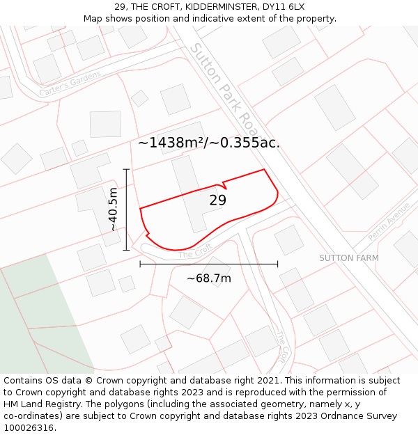 29, THE CROFT, KIDDERMINSTER, DY11 6LX: Plot and title map
