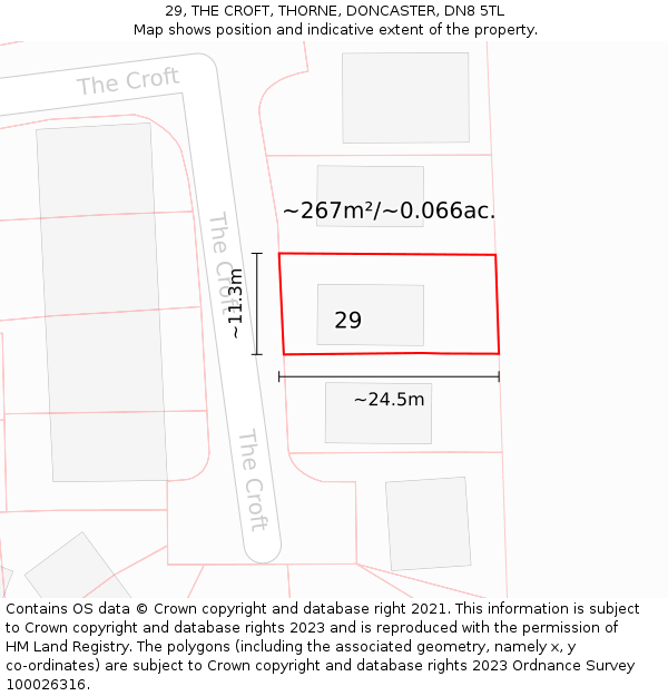 29, THE CROFT, THORNE, DONCASTER, DN8 5TL: Plot and title map