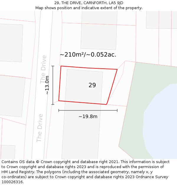 29, THE DRIVE, CARNFORTH, LA5 9JD: Plot and title map