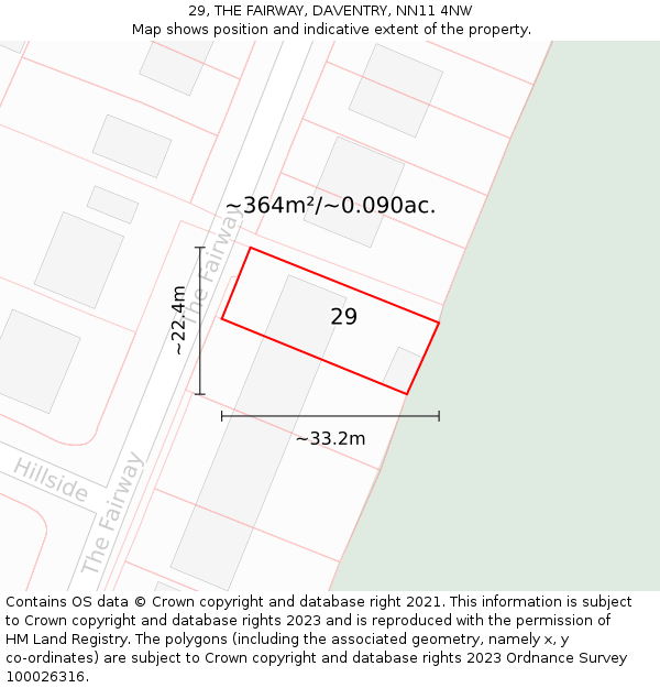 29, THE FAIRWAY, DAVENTRY, NN11 4NW: Plot and title map