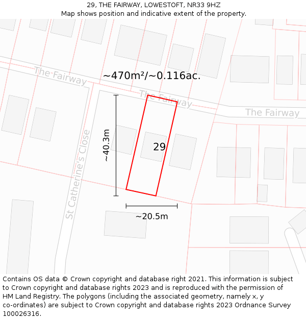 29, THE FAIRWAY, LOWESTOFT, NR33 9HZ: Plot and title map