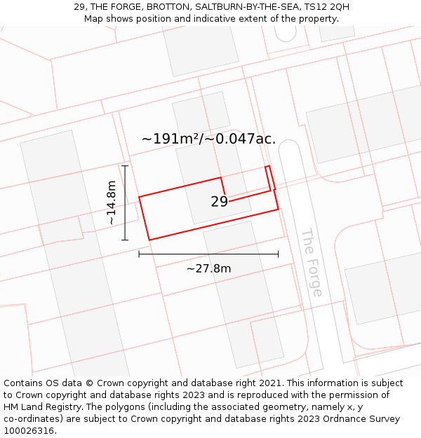 29, THE FORGE, BROTTON, SALTBURN-BY-THE-SEA, TS12 2QH: Plot and title map