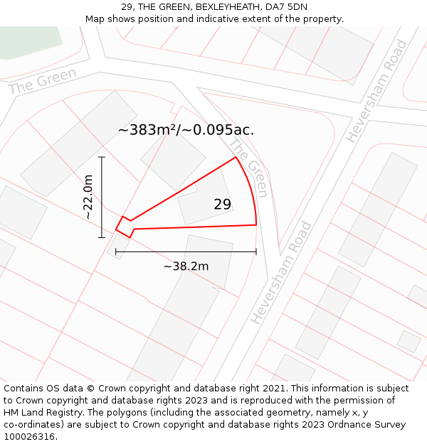 29, THE GREEN, BEXLEYHEATH, DA7 5DN: Plot and title map