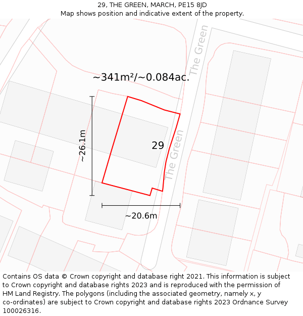 29, THE GREEN, MARCH, PE15 8JD: Plot and title map
