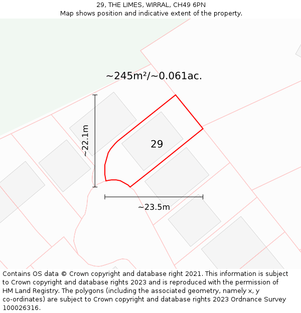 29, THE LIMES, WIRRAL, CH49 6PN: Plot and title map
