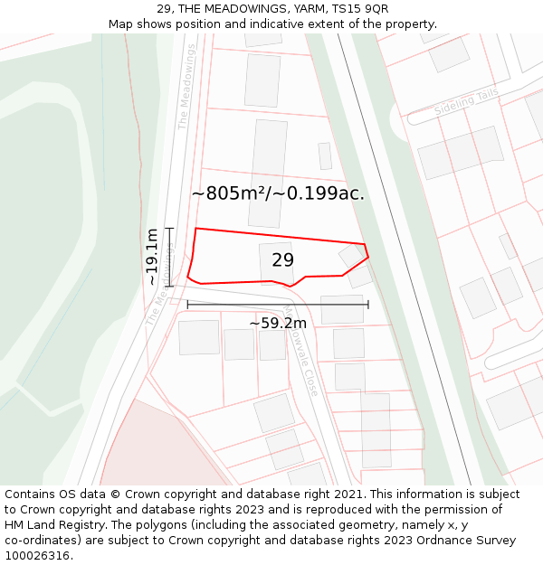 29, THE MEADOWINGS, YARM, TS15 9QR: Plot and title map