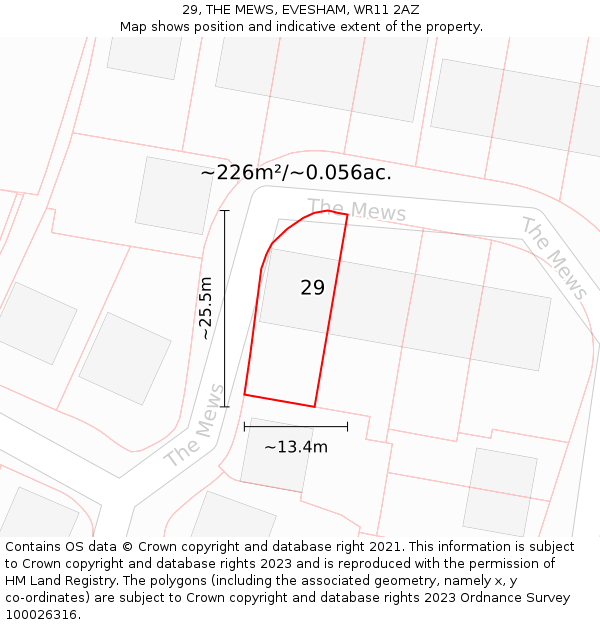29, THE MEWS, EVESHAM, WR11 2AZ: Plot and title map