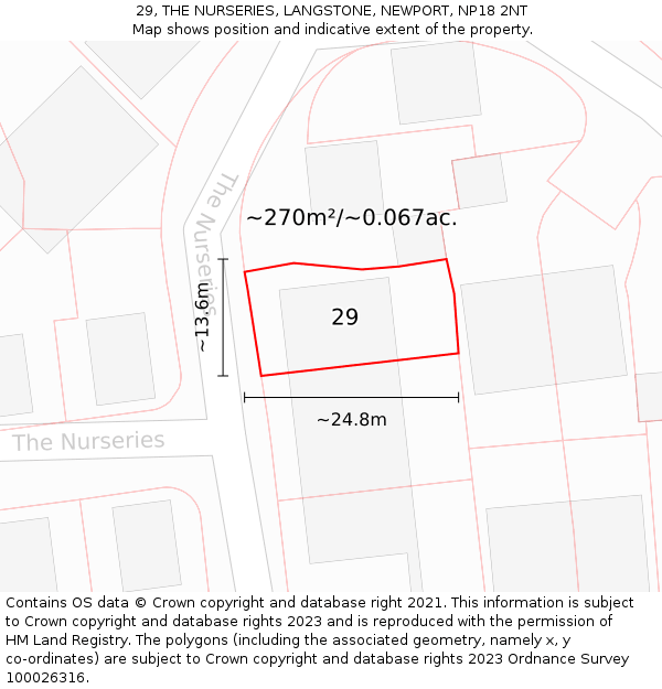 29, THE NURSERIES, LANGSTONE, NEWPORT, NP18 2NT: Plot and title map