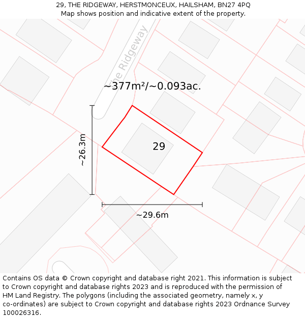 29, THE RIDGEWAY, HERSTMONCEUX, HAILSHAM, BN27 4PQ: Plot and title map