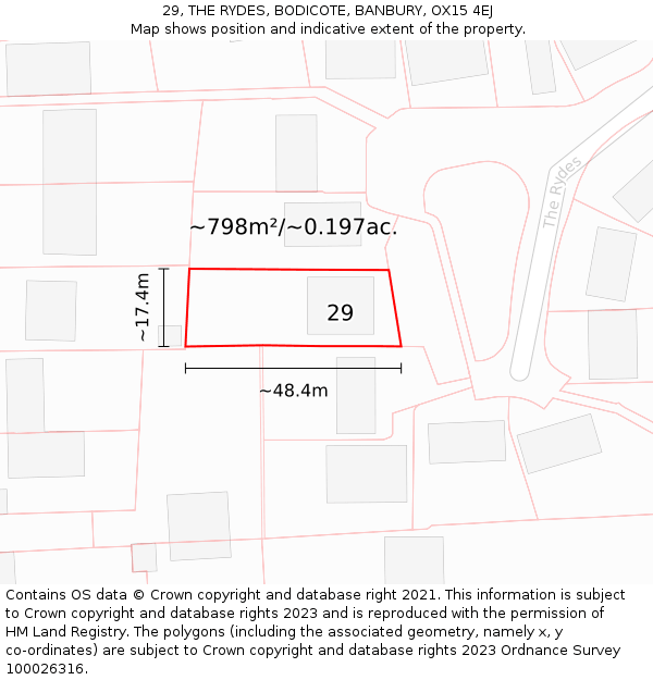 29, THE RYDES, BODICOTE, BANBURY, OX15 4EJ: Plot and title map