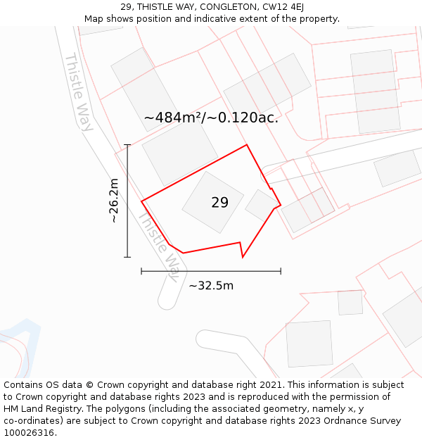29, THISTLE WAY, CONGLETON, CW12 4EJ: Plot and title map