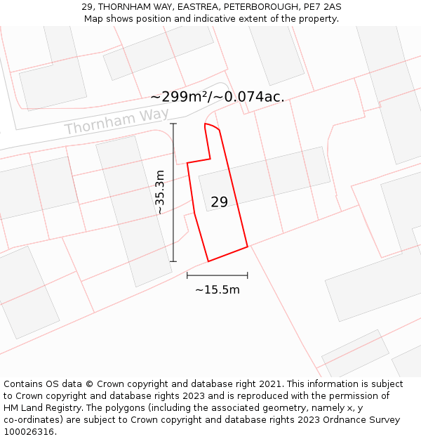 29, THORNHAM WAY, EASTREA, PETERBOROUGH, PE7 2AS: Plot and title map