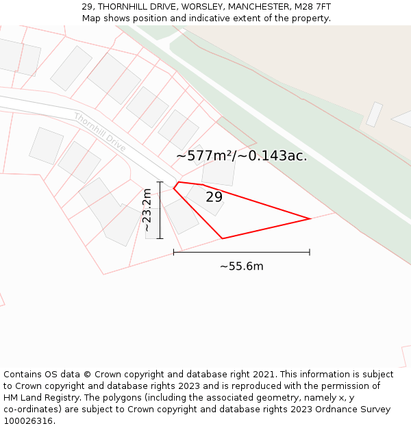 29, THORNHILL DRIVE, WORSLEY, MANCHESTER, M28 7FT: Plot and title map