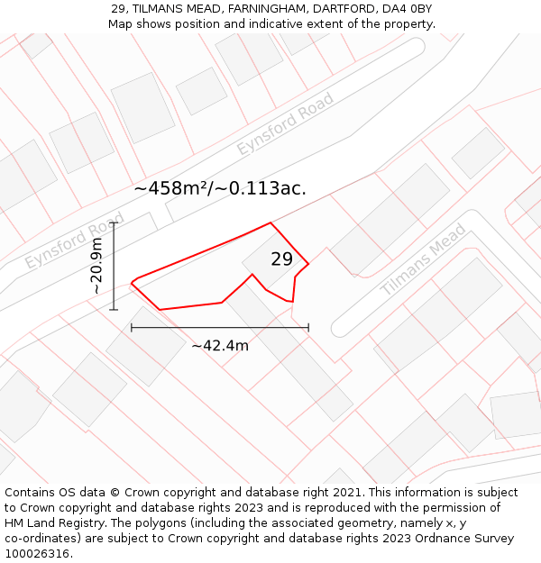 29, TILMANS MEAD, FARNINGHAM, DARTFORD, DA4 0BY: Plot and title map