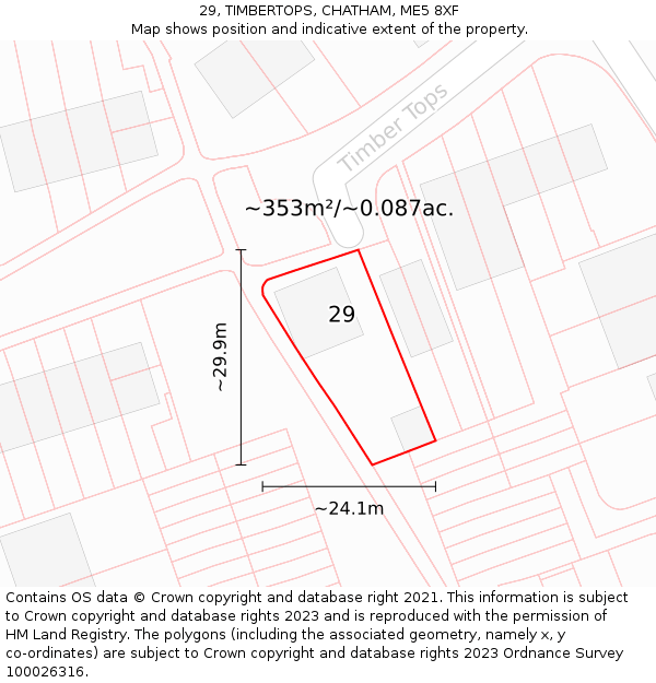29, TIMBERTOPS, CHATHAM, ME5 8XF: Plot and title map