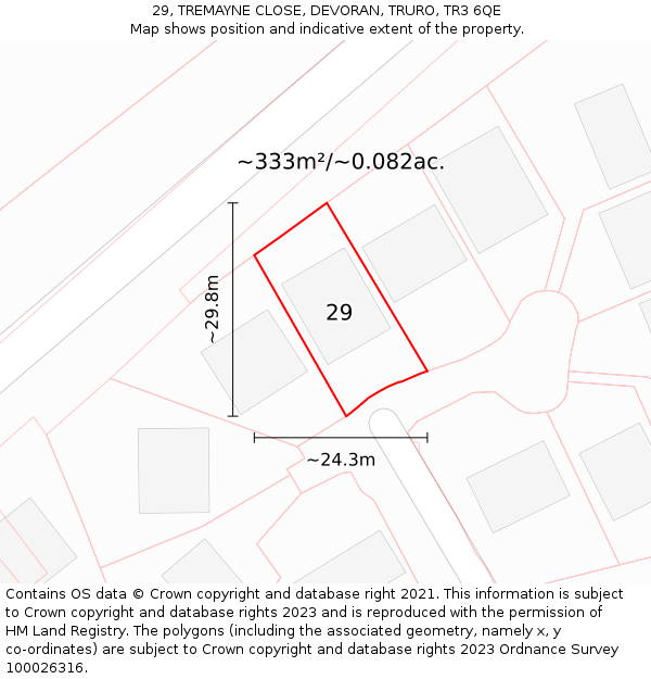 29, TREMAYNE CLOSE, DEVORAN, TRURO, TR3 6QE: Plot and title map