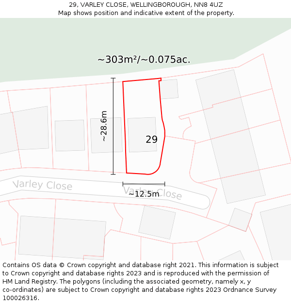 29, VARLEY CLOSE, WELLINGBOROUGH, NN8 4UZ: Plot and title map