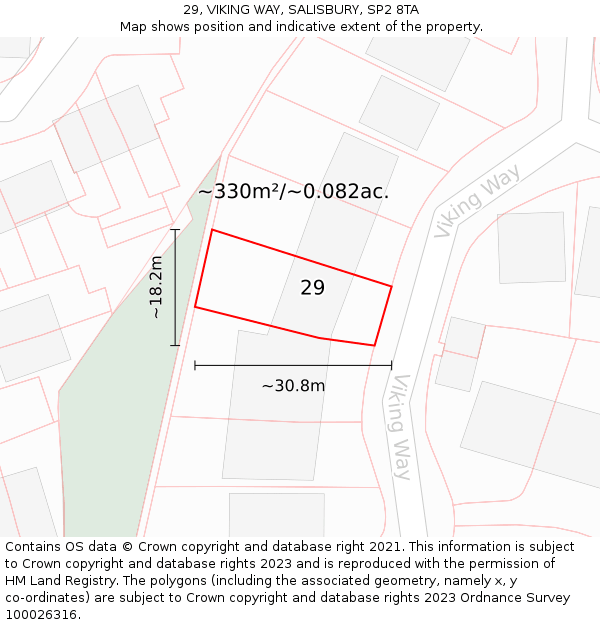 29, VIKING WAY, SALISBURY, SP2 8TA: Plot and title map
